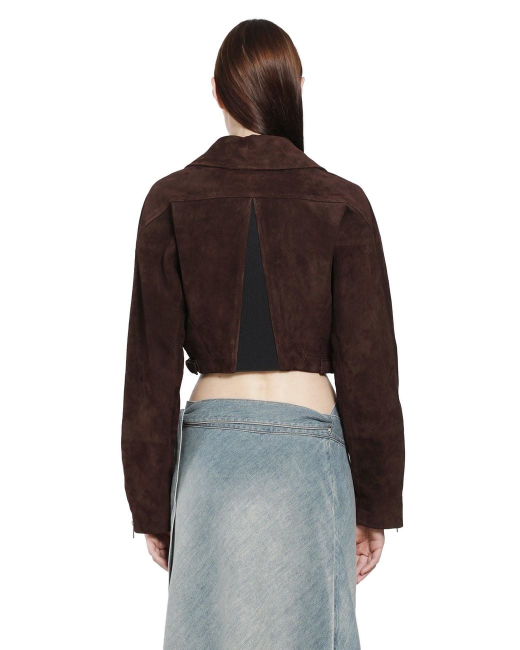 Alaïa Brown Suede Cropped Biker Jacket