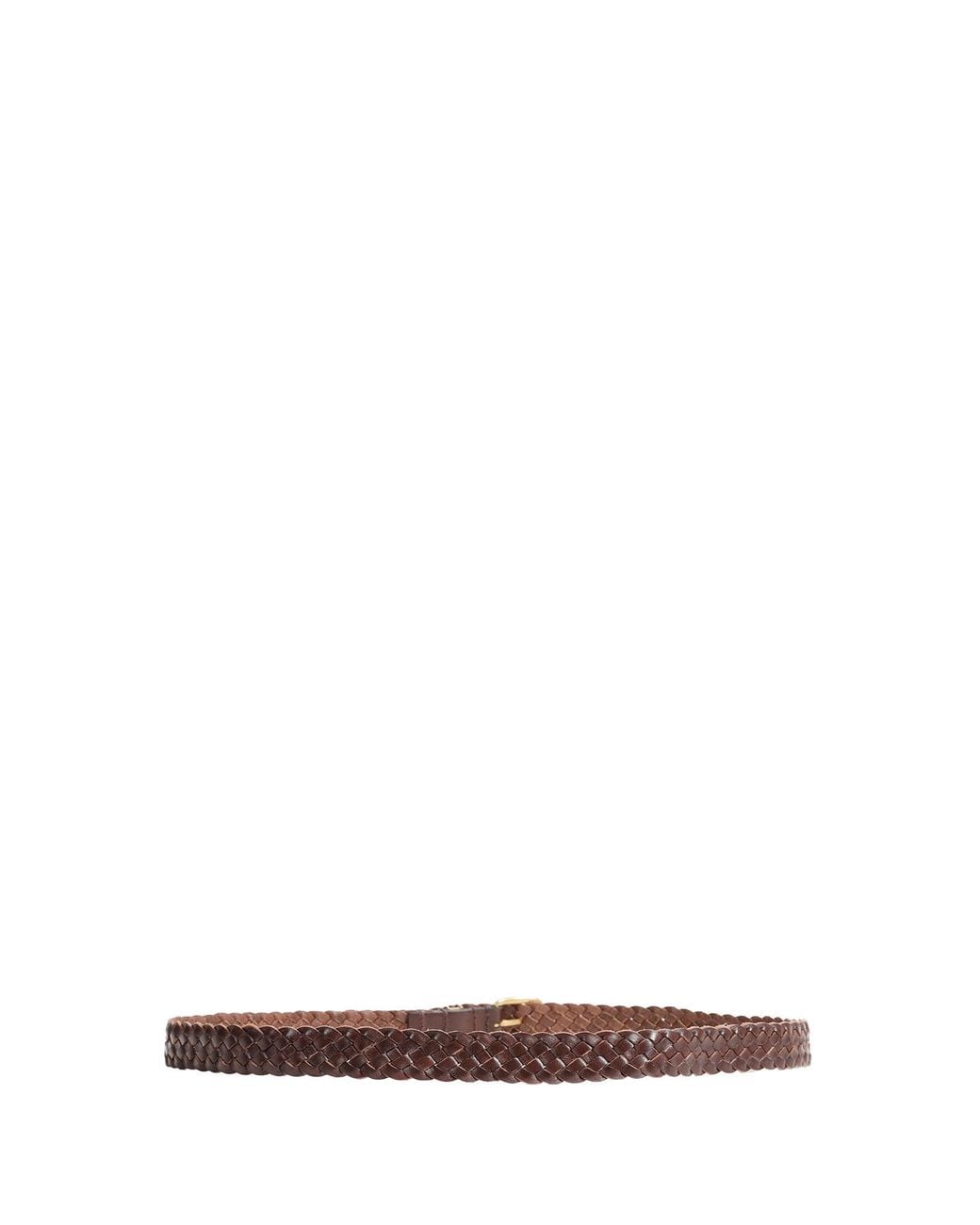 Saint Laurent Brown Cassandre Braided Leather Belt for men