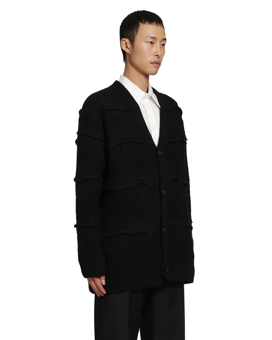 Yohji Yamamoto Black V-Neck Cardigan for men
