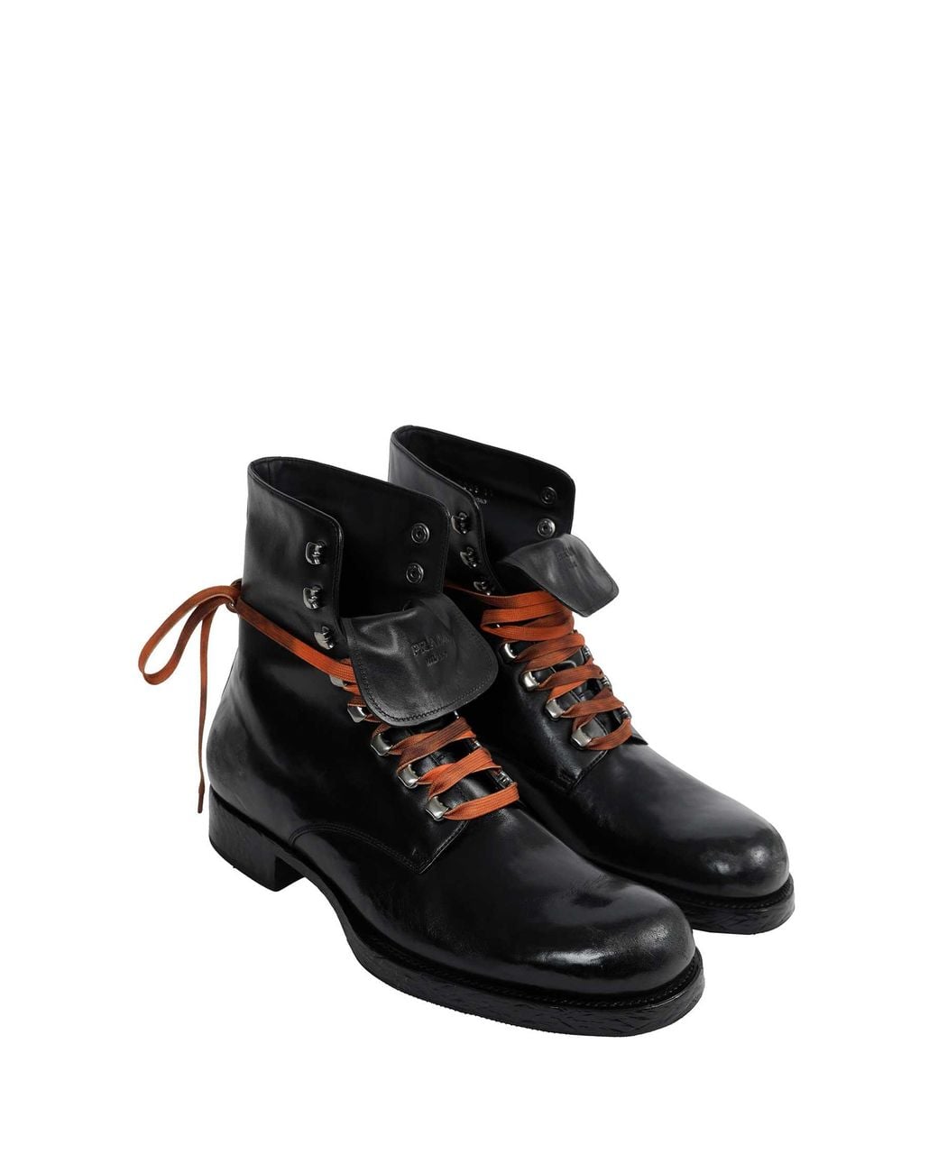 Prada Black Leather Laced Booties for men
