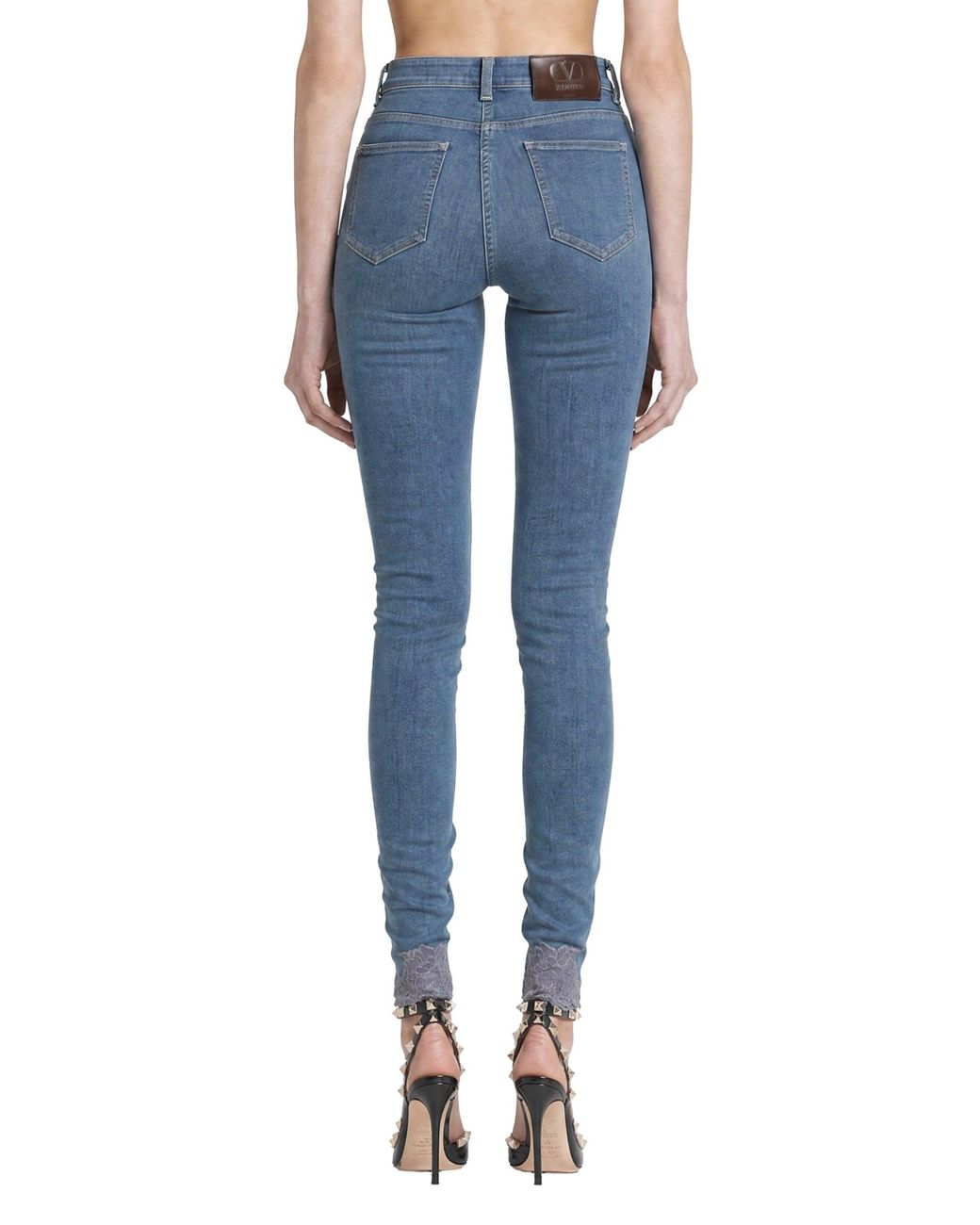 Valentino Blue Denim Pants With Lace