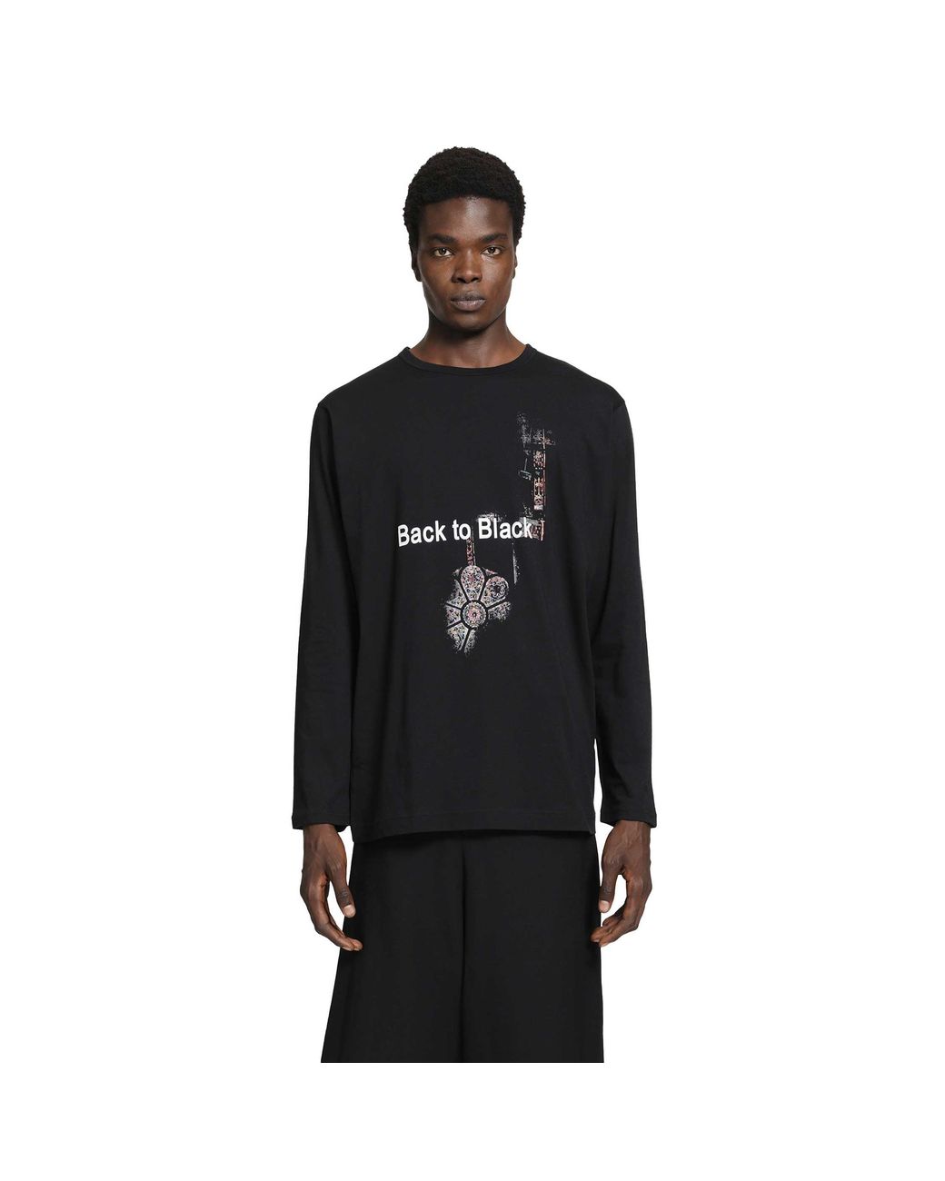 Yohji Yamamoto Black Graphic Long Sleeve T-Shirt for men