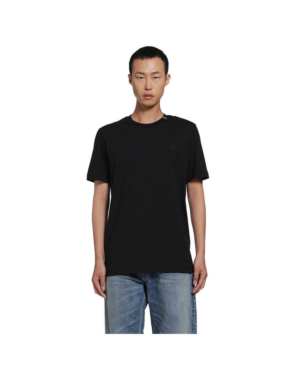 Moncler Black Cotton T-Shirt for men