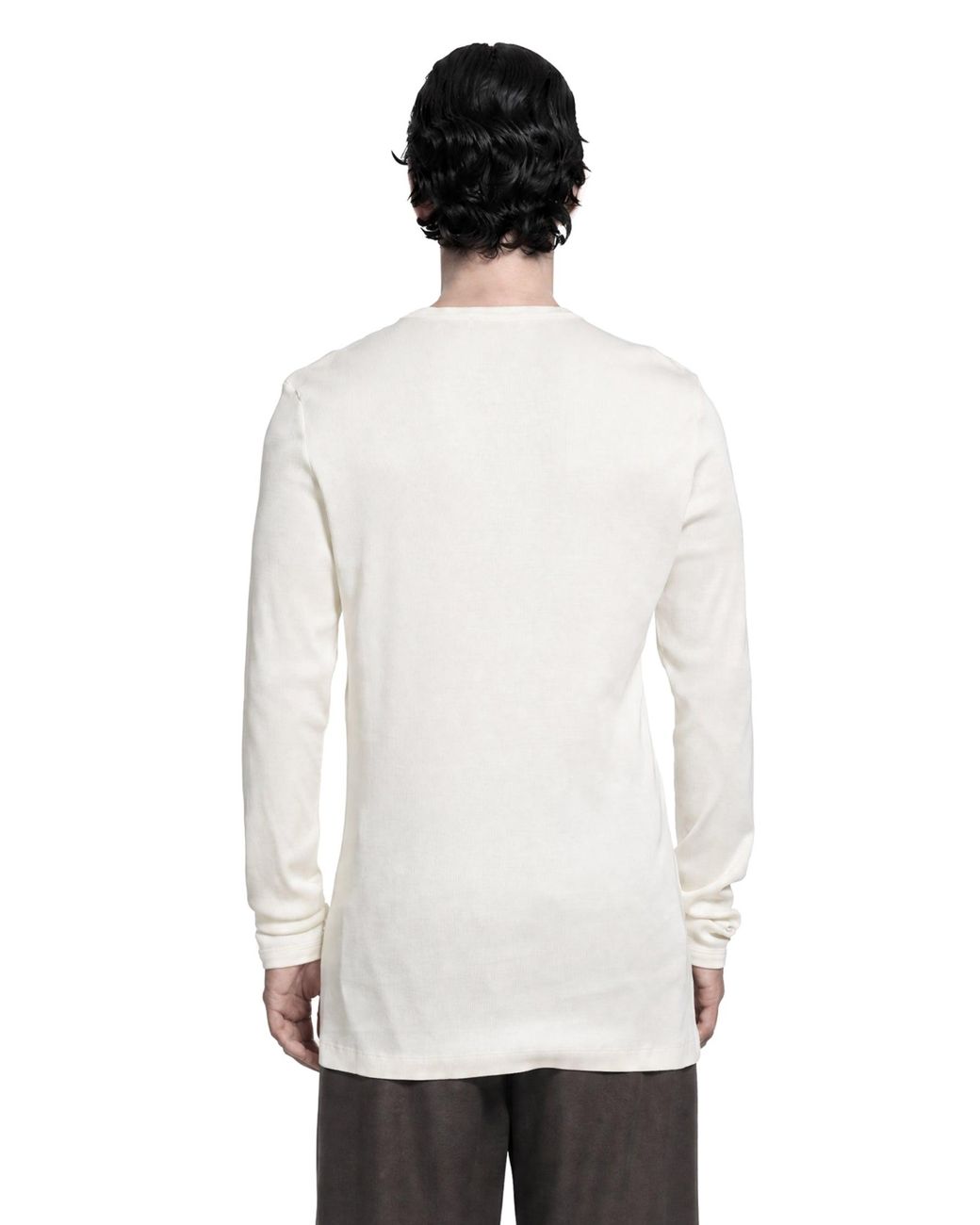 Lemaire White Long Sleeve Ribbed Tee for men