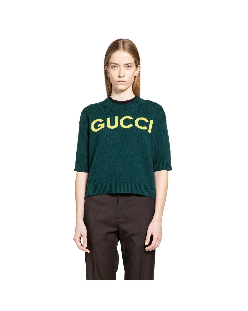 Gucci Green Intarsia Wool Top