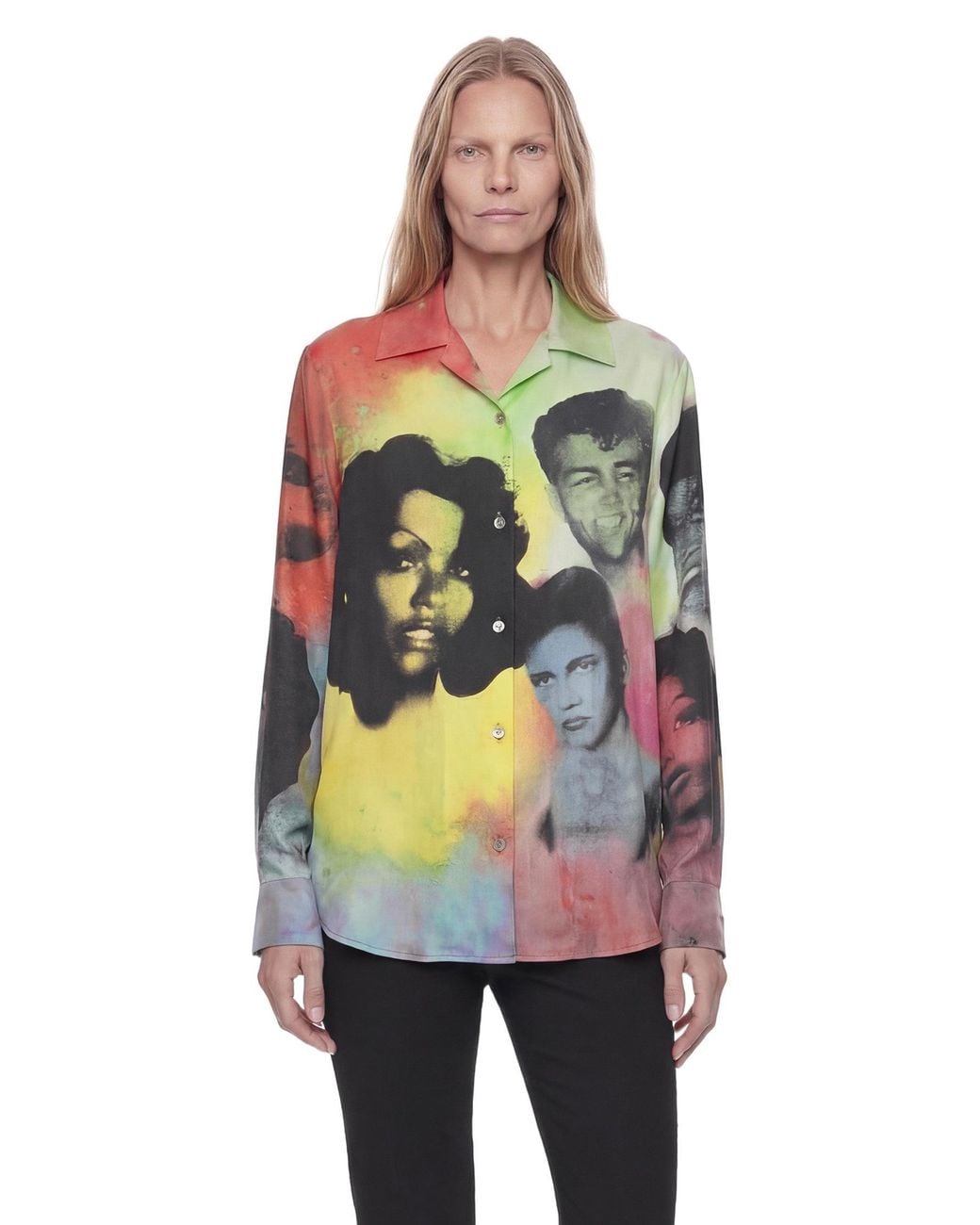 Versace Multicolor Printed Silk Twill Slim Shirt
