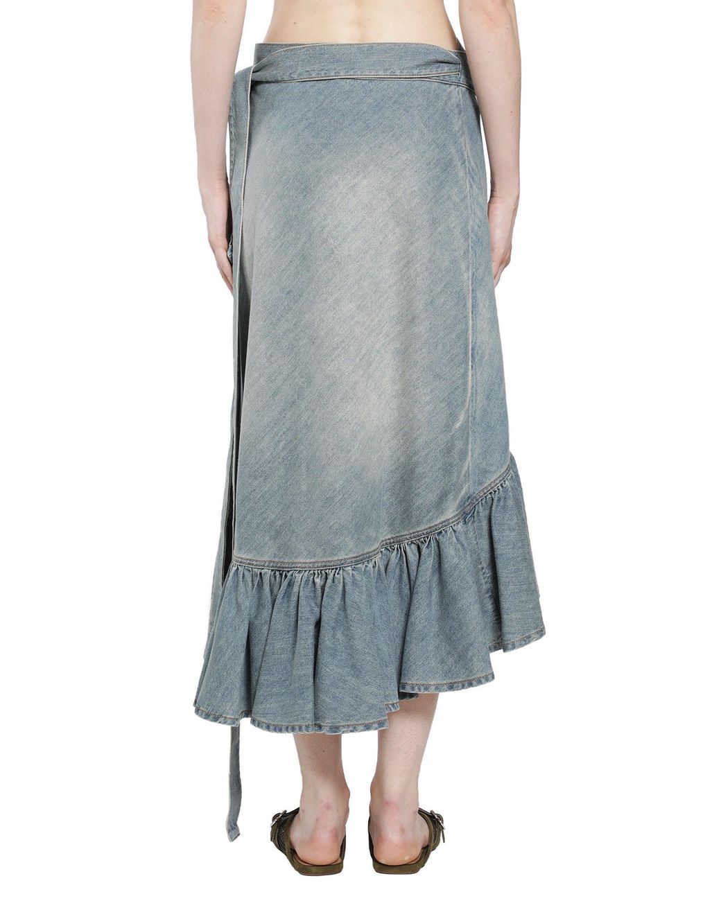 Alaïa Blue Denim Ruffle Skirt