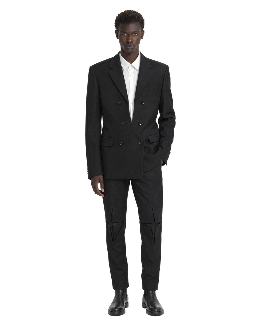 Comme des Garçons Black Double-Breasted Wool Blazer for men