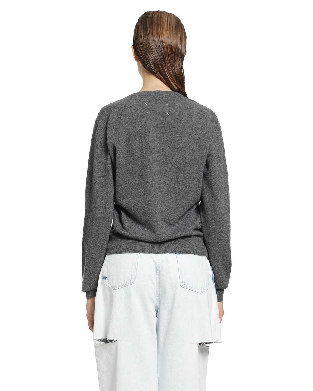 Maison Margiela Gray Twisted Knit Crewneck Sweater