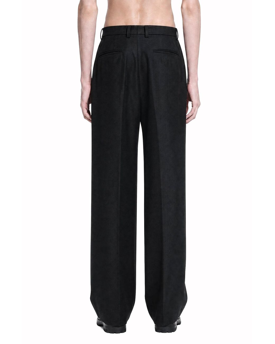 Ssstein Black Compressed Flannel Wide Trousers for men