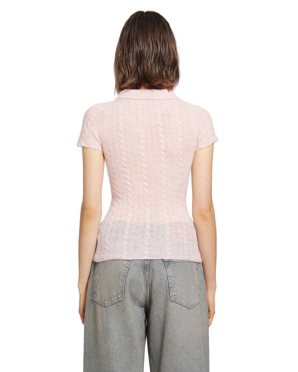 Haikure Gray Laurie Semi-Sheer Polo Shirt
