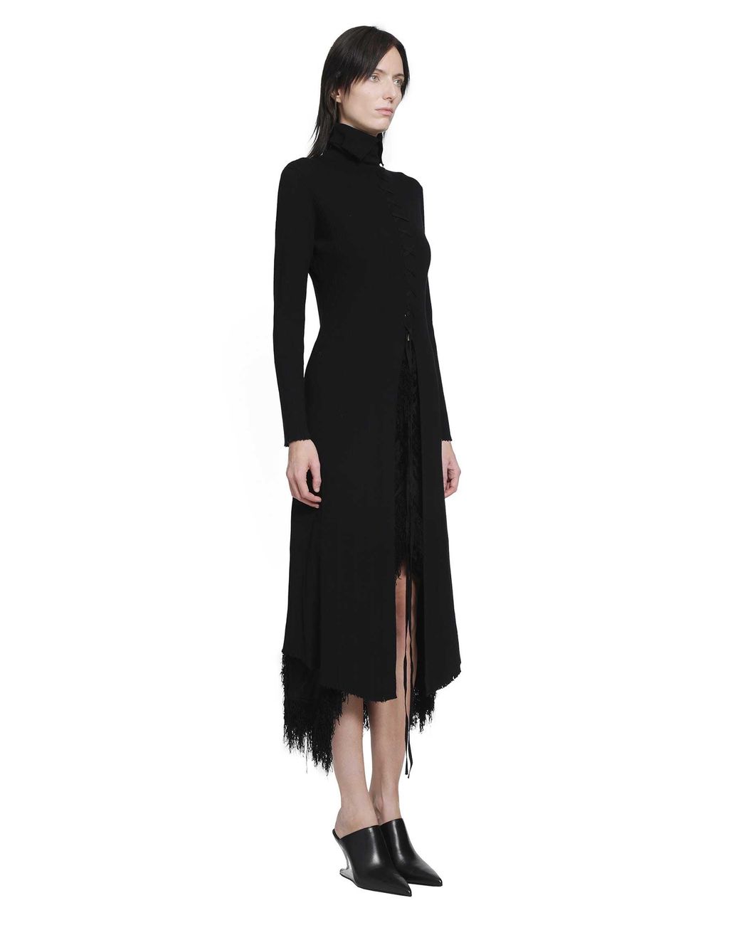 YA YI Black Braided Wool Dress