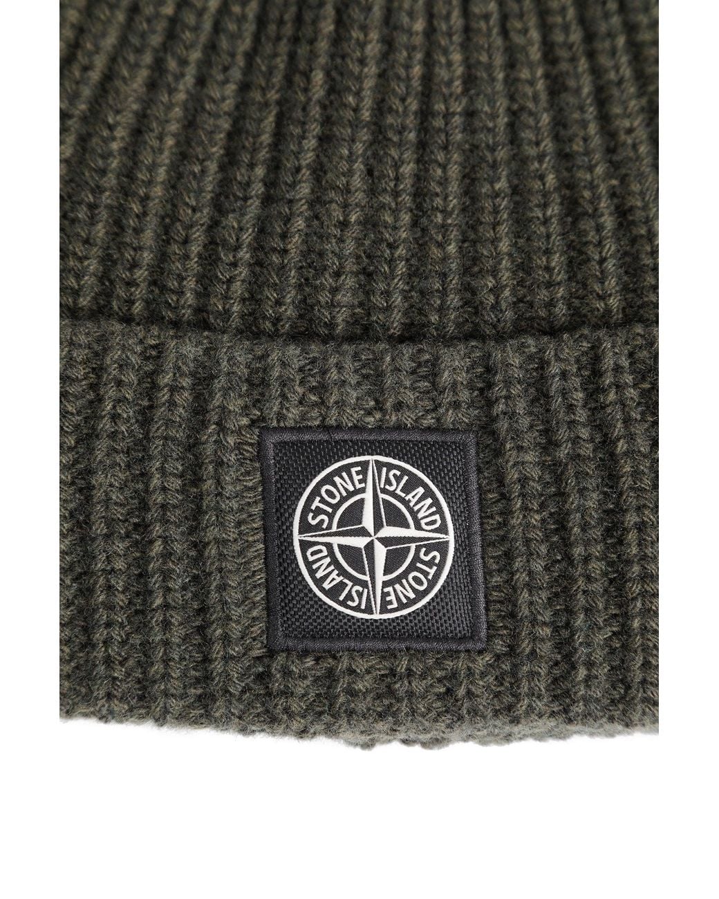 Stone Island Green N100012 Ribbed Knit Beanie for men
