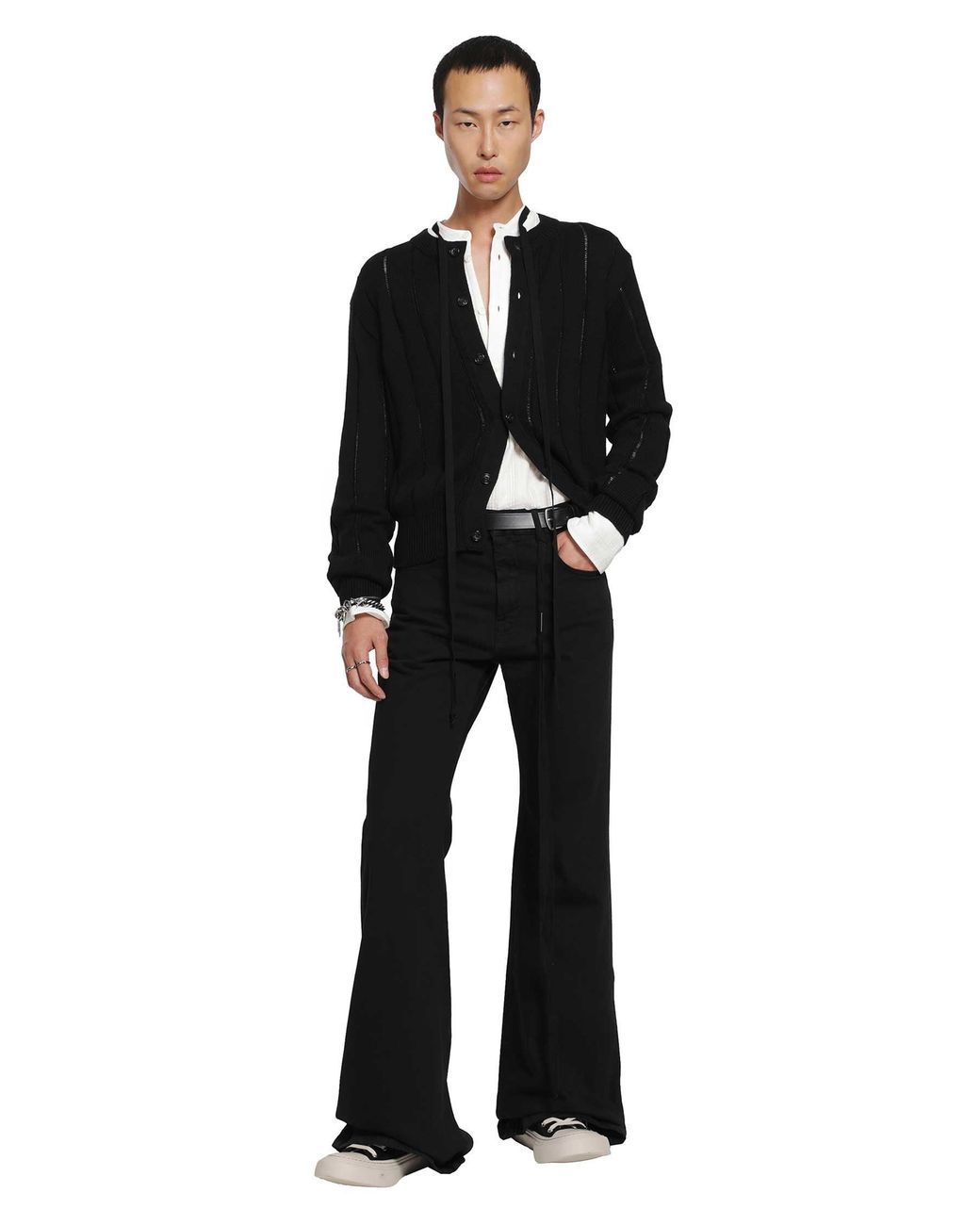 Ann Demeulemeester Black Natel Brushed Rib Cardigan for men