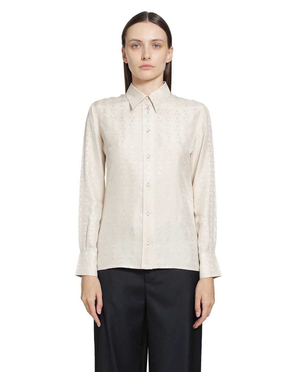 Gucci Natural Habotai Jacquard Shirt