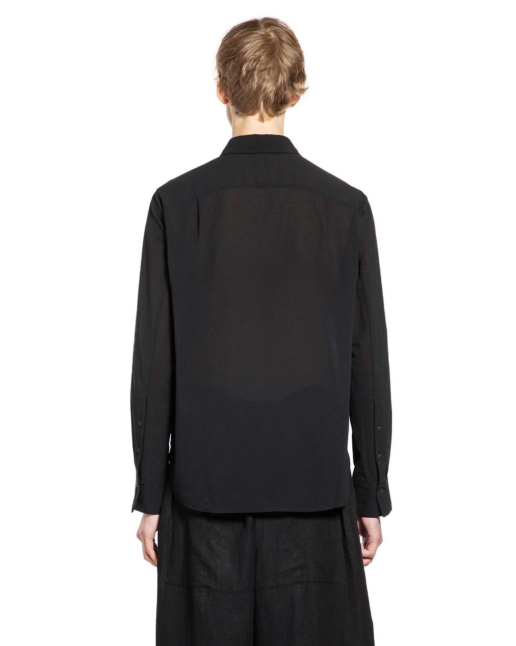 Ziggy Chen Black Spread Collar Pocket Shirt for men