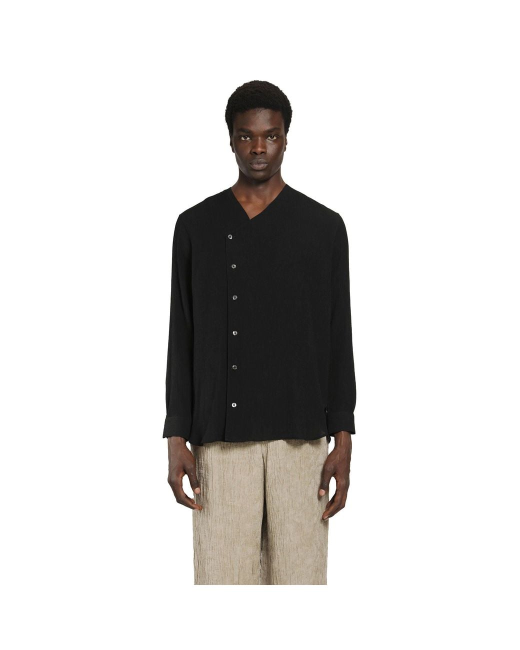 Emporio Armani Black Asymmetric Shirt for men