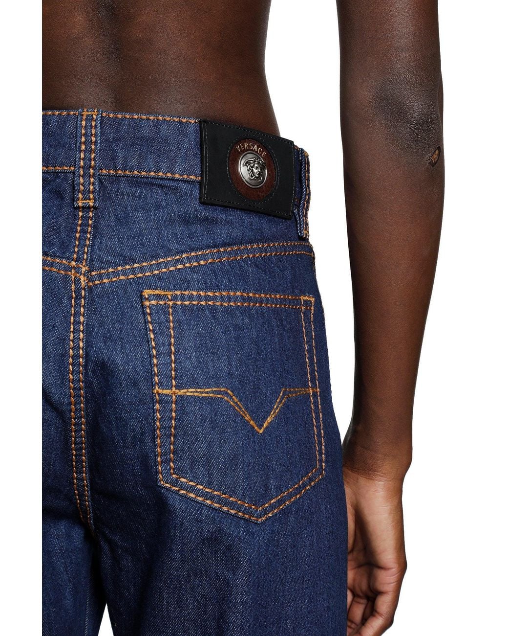 Versace Blue High-Waist Straight Jeans