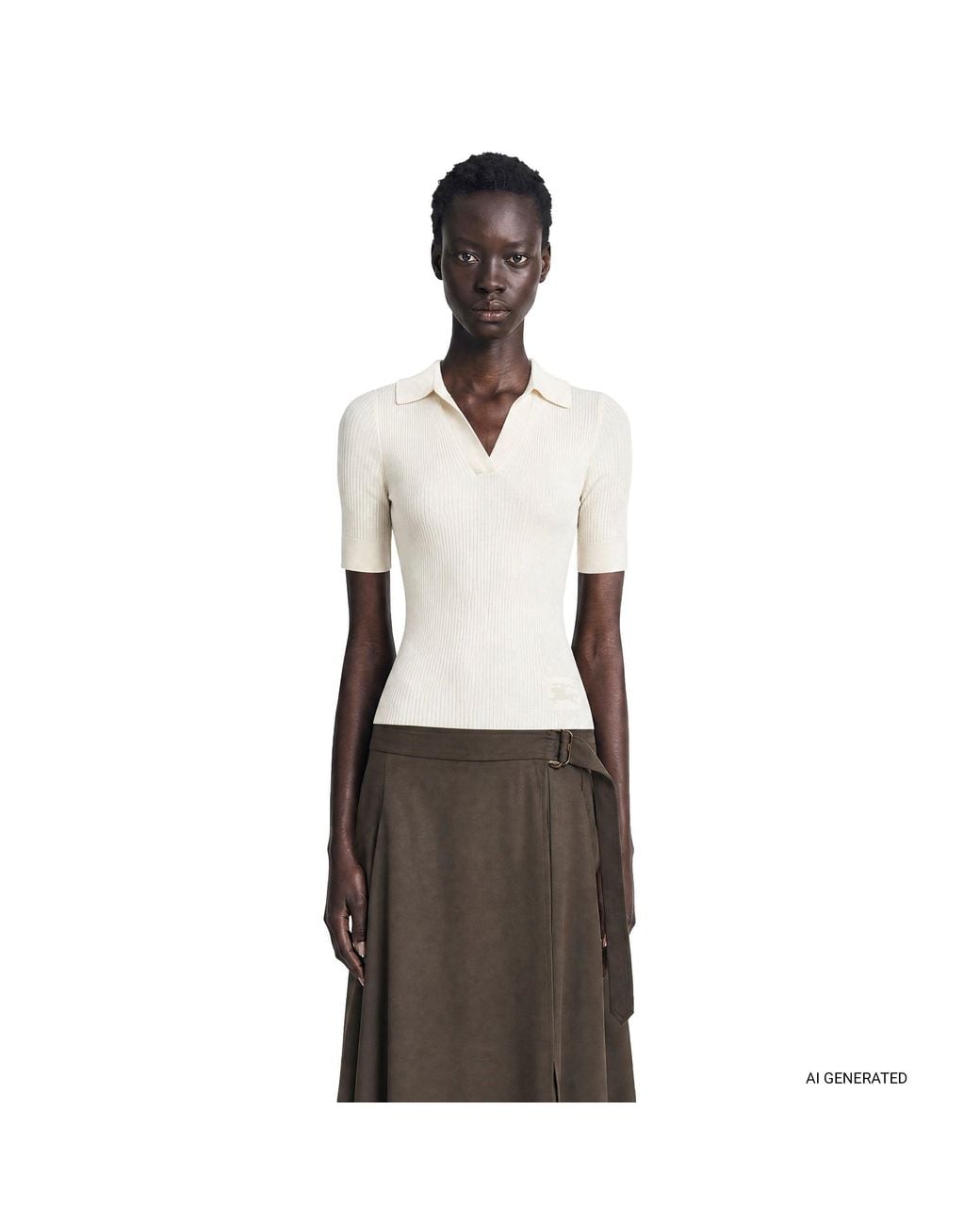 Burberry White Cashmere Knit Polo
