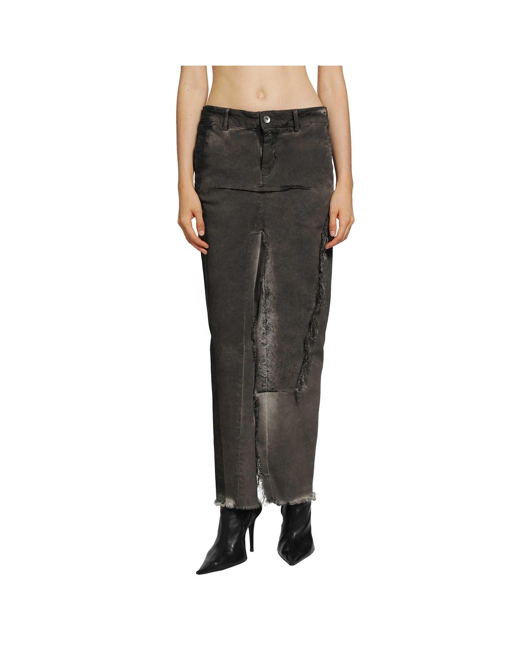 Rick Owens Black Tower Denim Sliced Skirt
