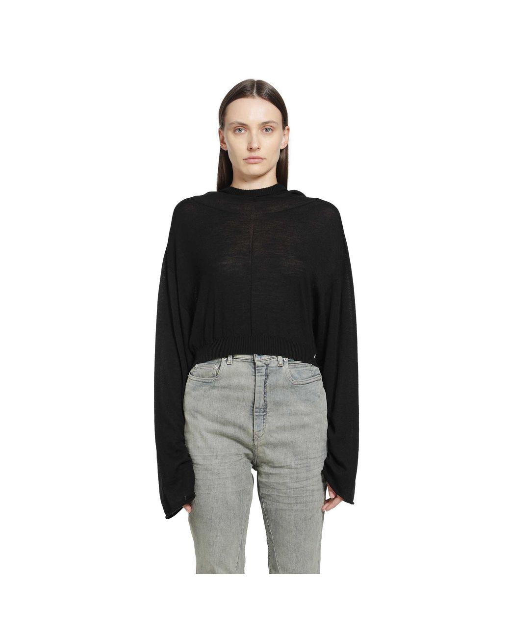 Rick Owens Black Tower Cropped Hooded Tunic