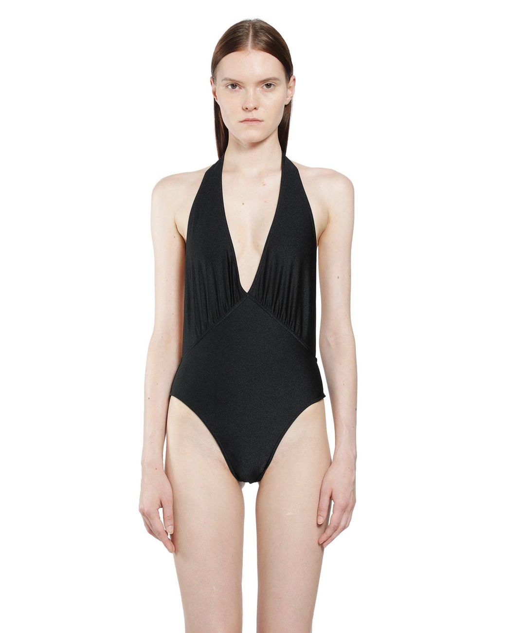 Saint Laurent Black Backless Halter Swimsuit