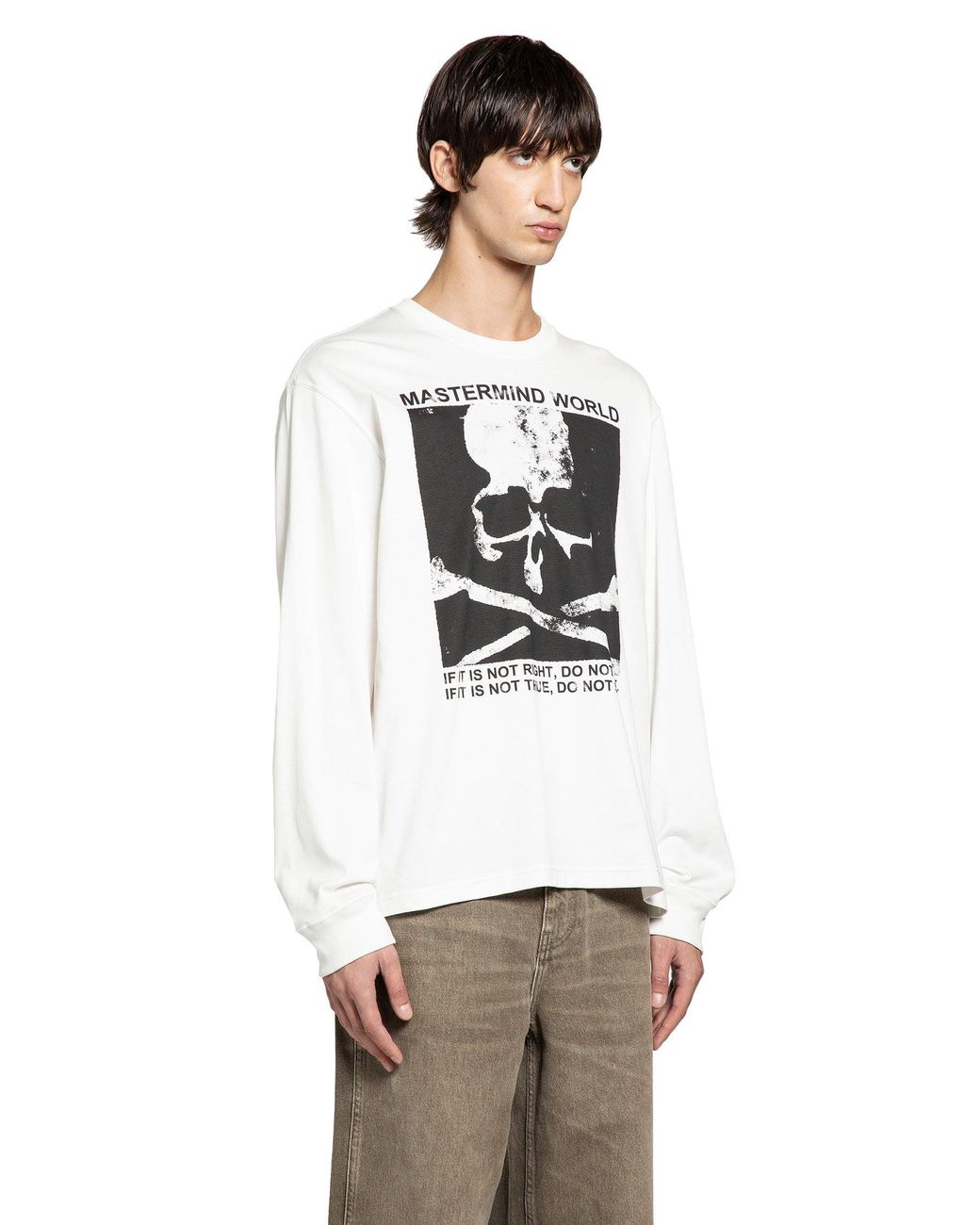 MASTERMIND WORLD White Don'T Do It Long Sleeve T-Shirt for men