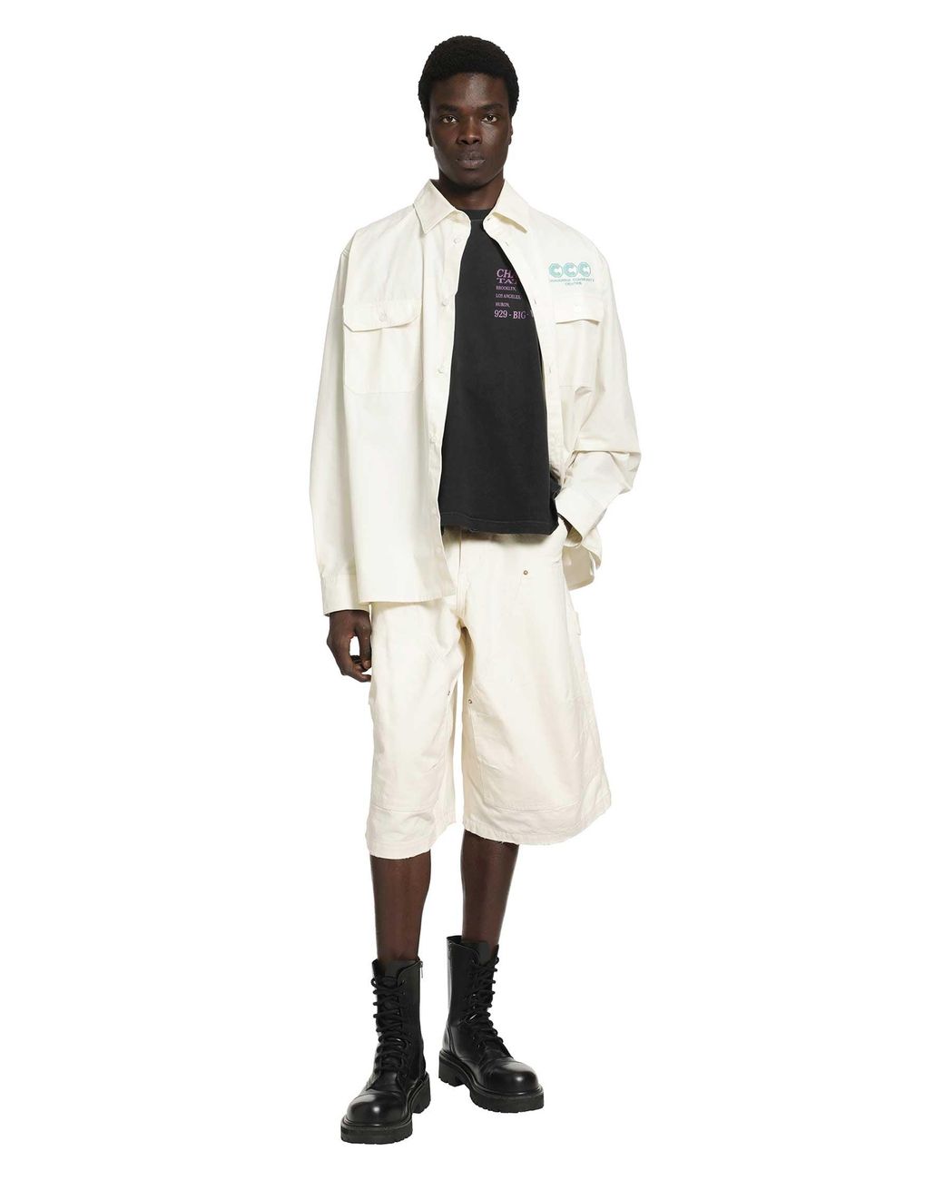 Willy Chavarria Natural Stockton Double Knee Shorts for men