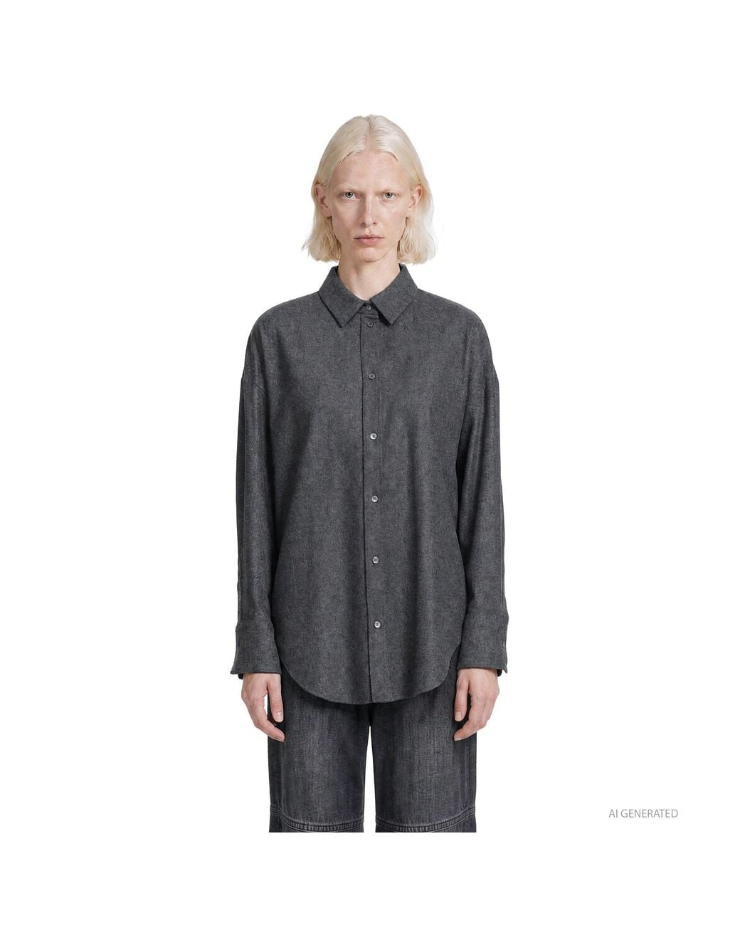 Max Mara Gray Wool Flannel Shirt