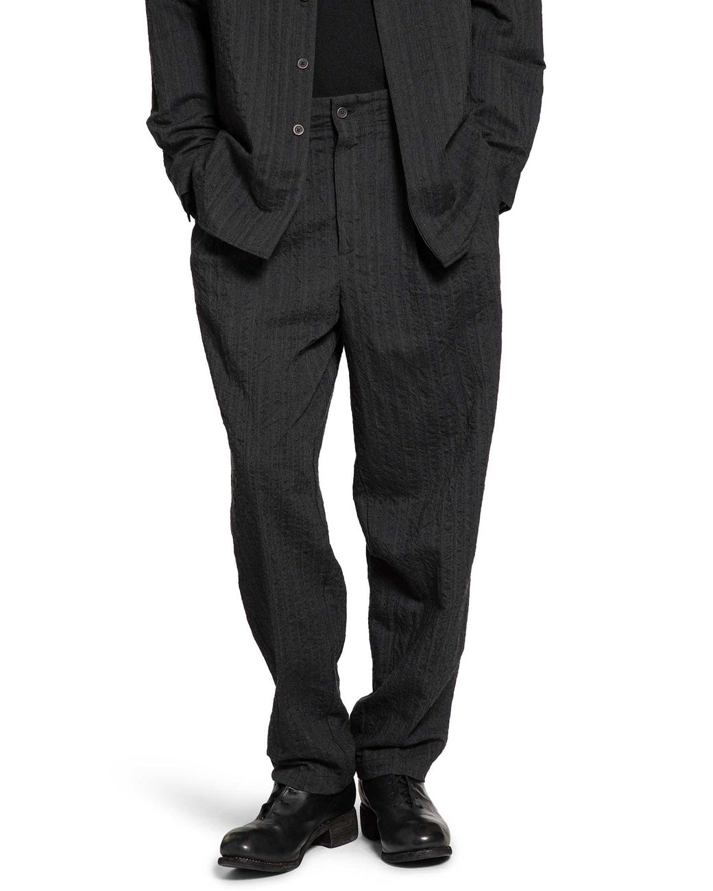 Forme D'expression Black Tucked Loose Trousers for men
