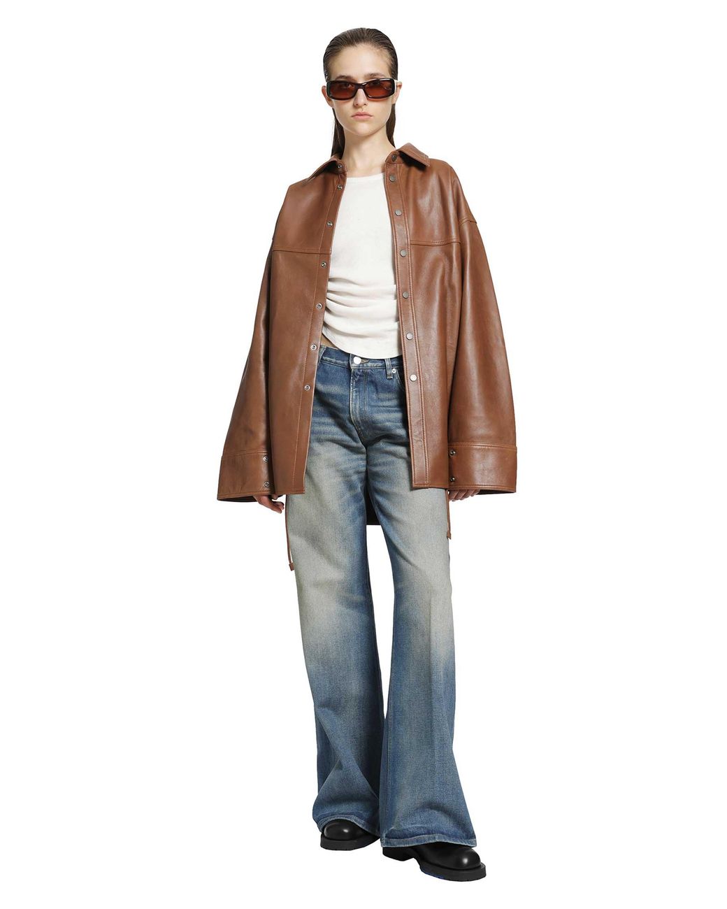 Haikure Brown Victoria Silky Leather Shirt
