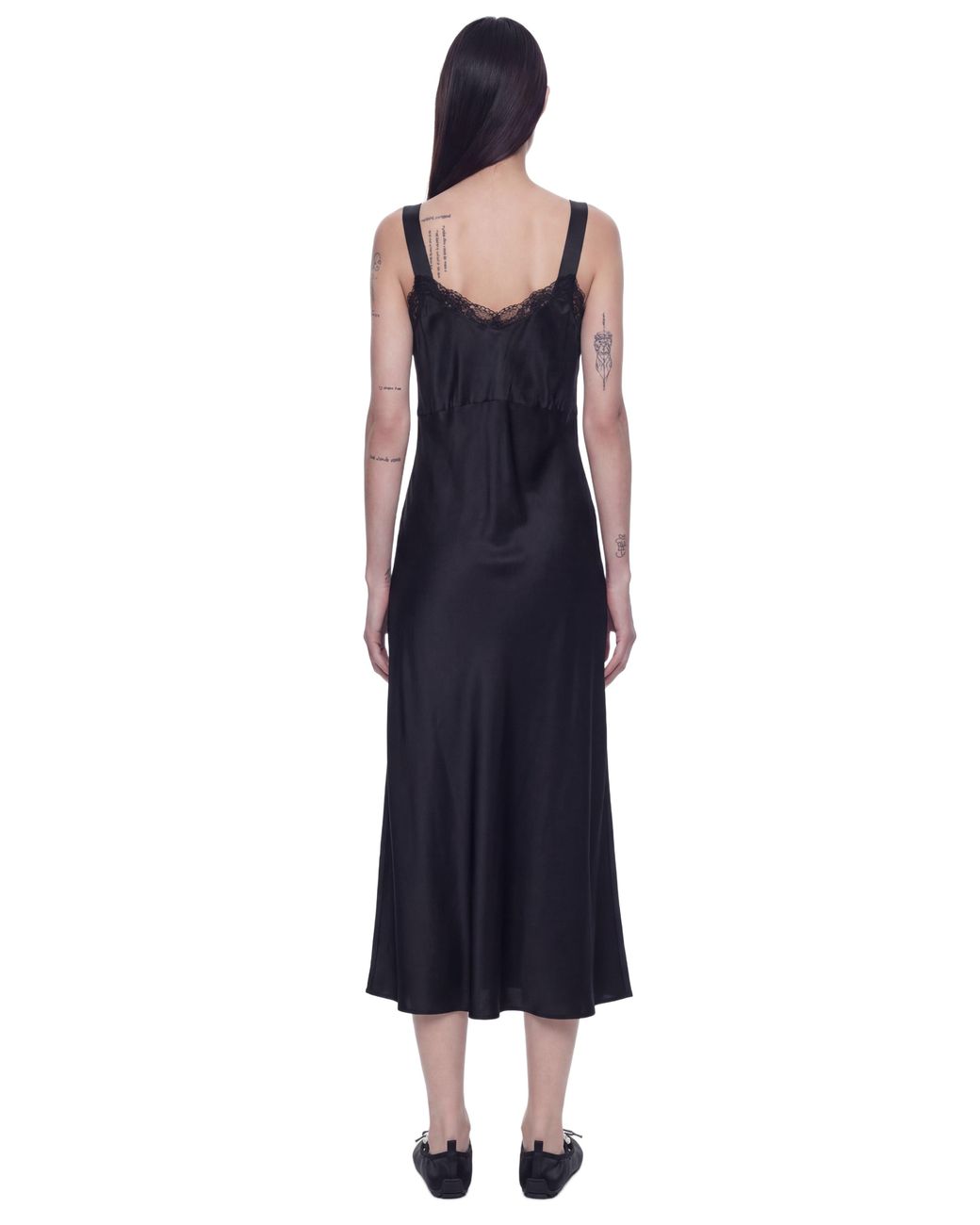 Simone Rocha Black Bow Sash Slip Midi Dress