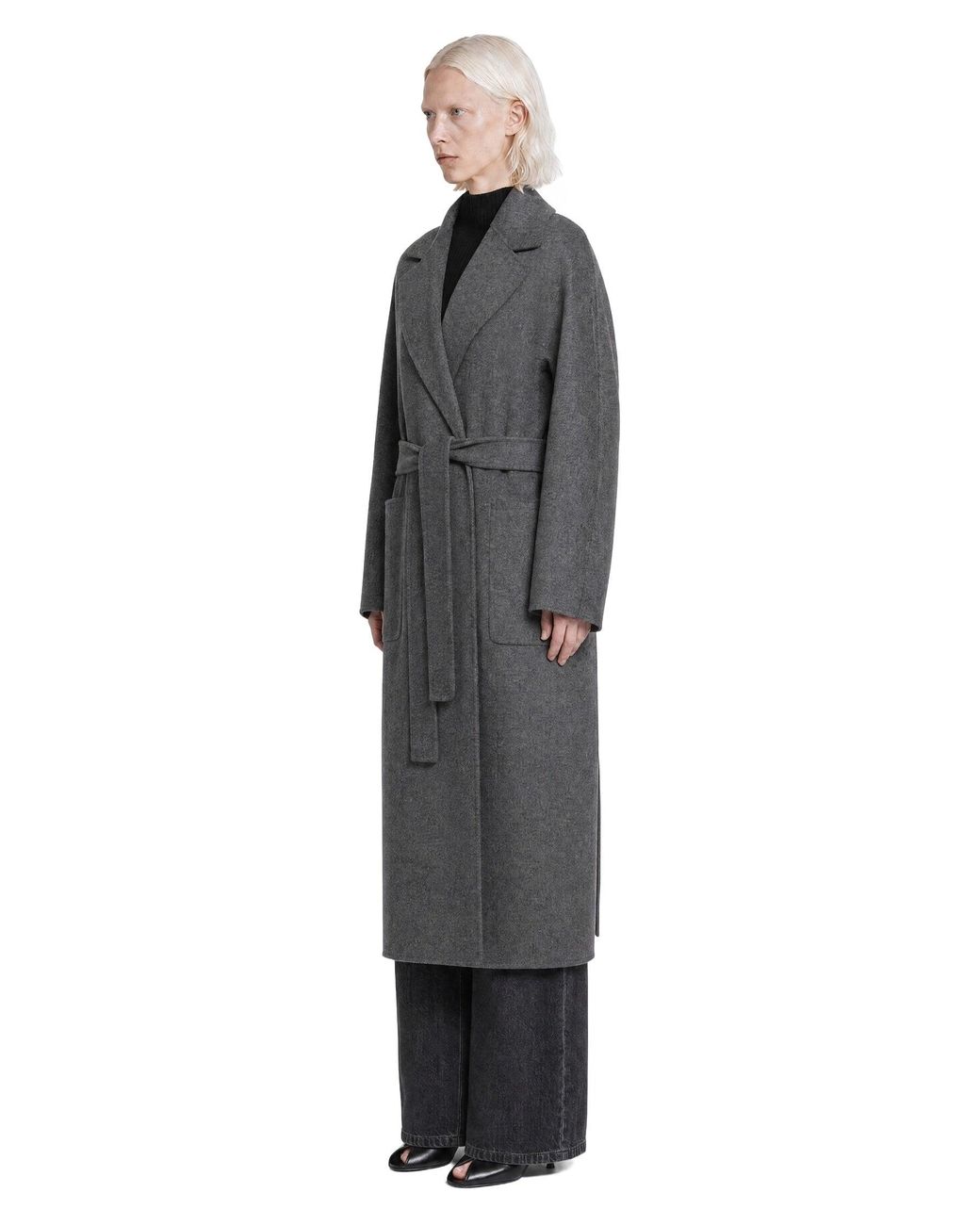 Max Mara Gray Long Double Wool Coat
