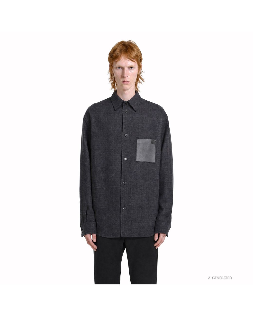 Loewe Black Wool Blend Overshirt for men