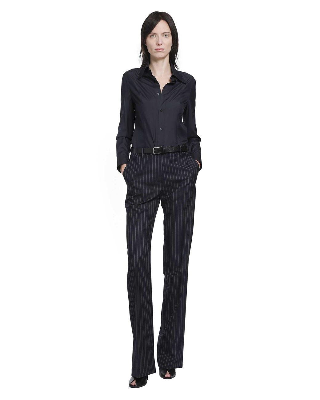 Tom Ford Blue Corded Chalk Stripe Wool Trousers