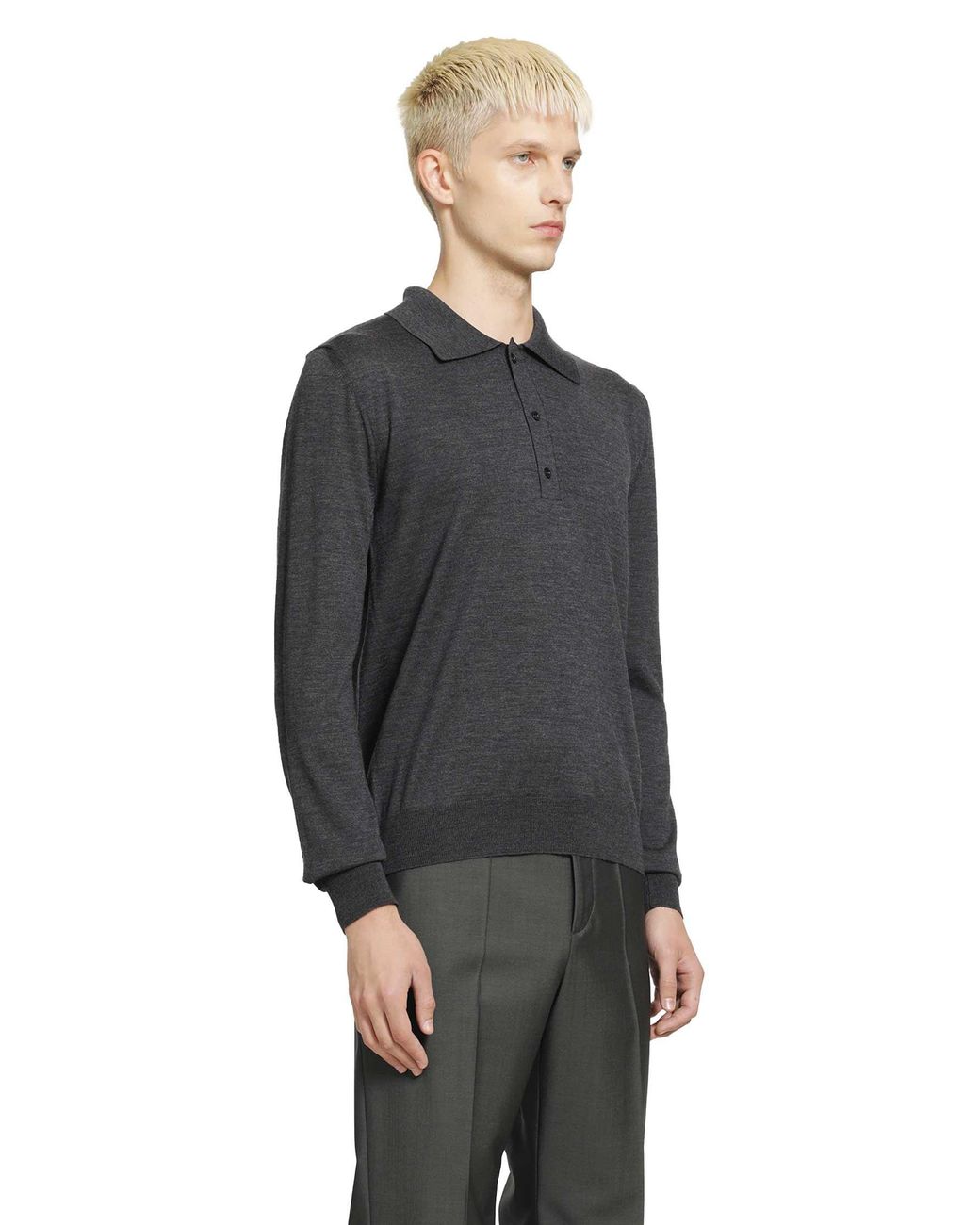 Valentino Black Wool Polo With Vlogo Embroidery for men
