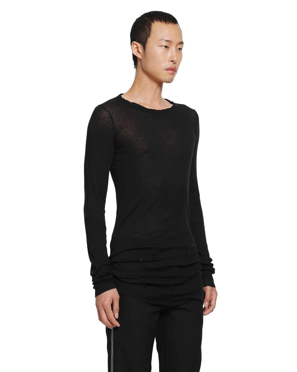 Rick Owens Black Tower Rib Ls T for men