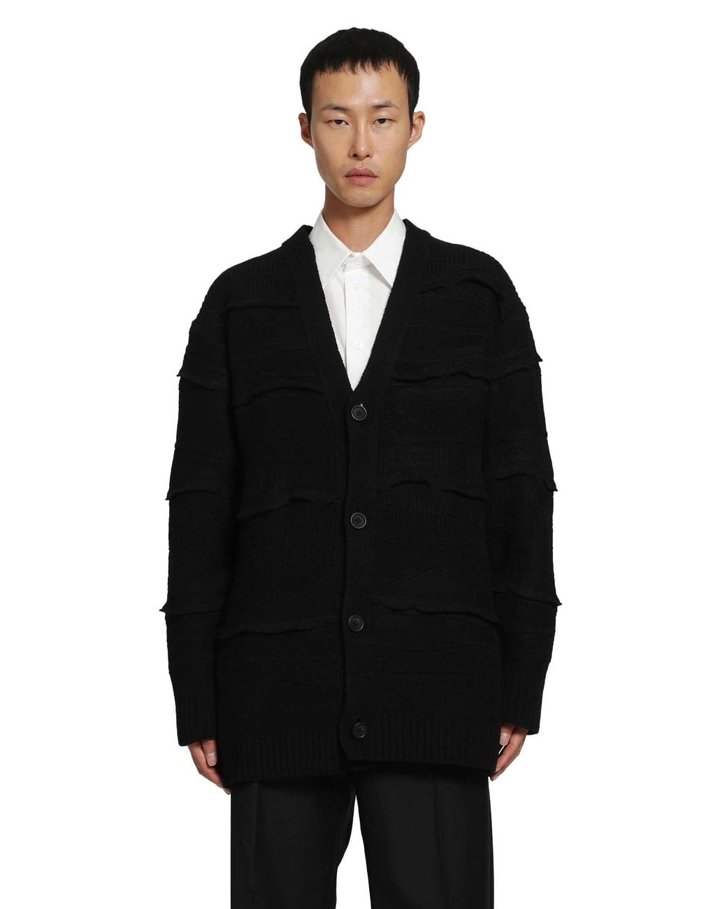 Yohji Yamamoto Black V-Neck Cardigan for men