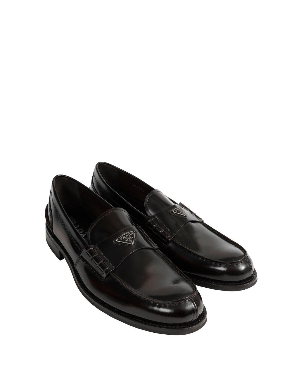 Prada Black Brushed Leather Loafers for men