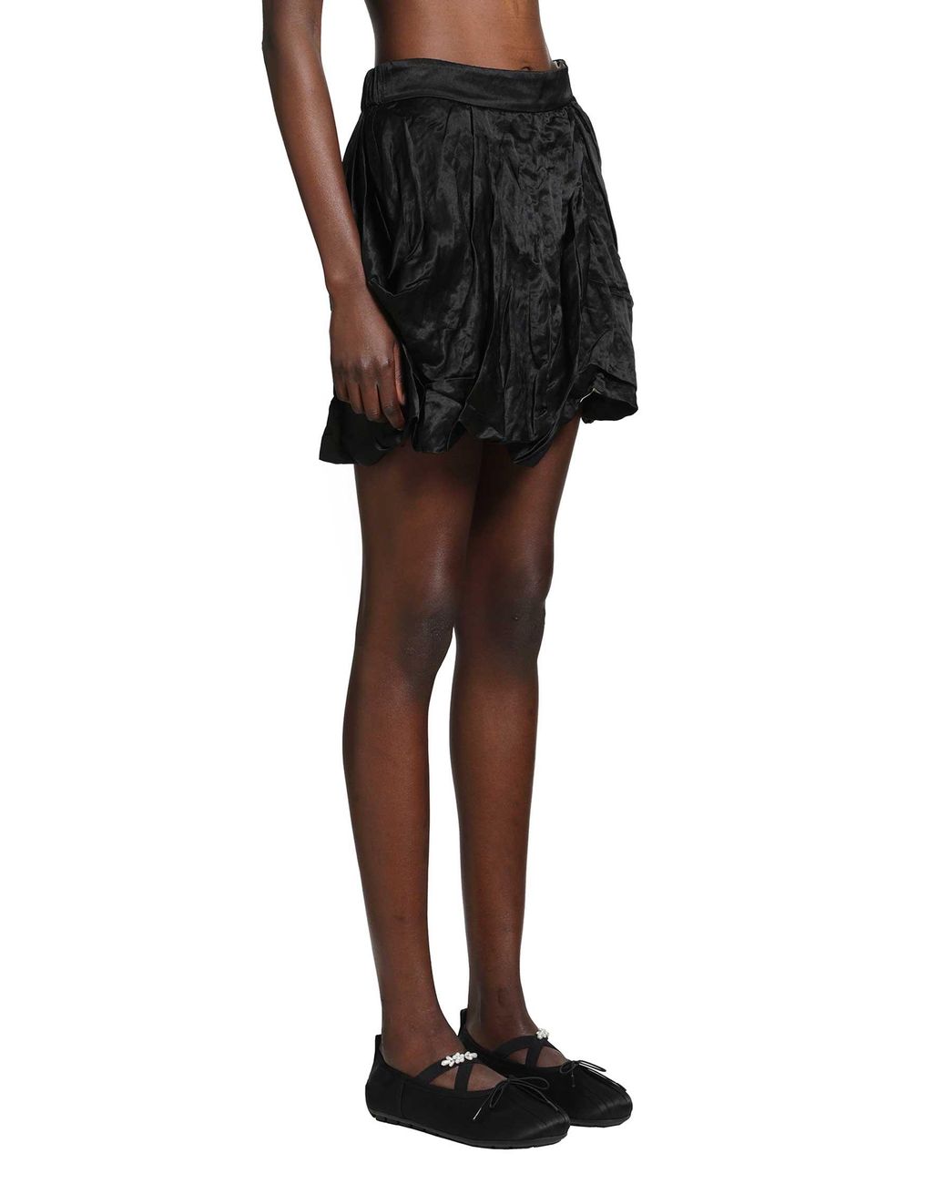 Renli Su Black Gathered Mini Skirt