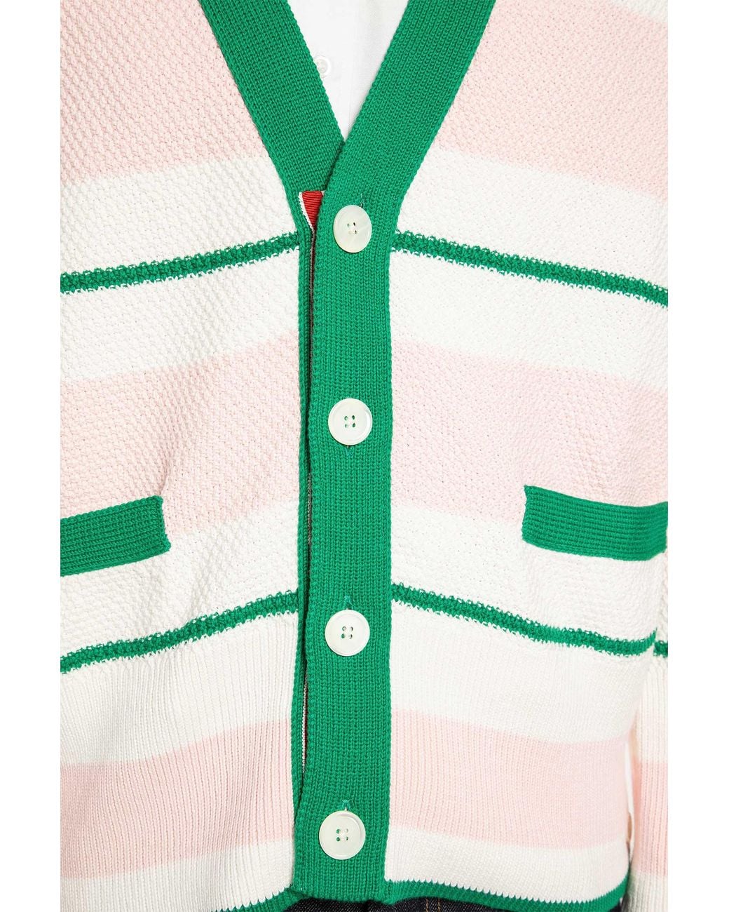 Thom Browne Green Striped Cardigan for men