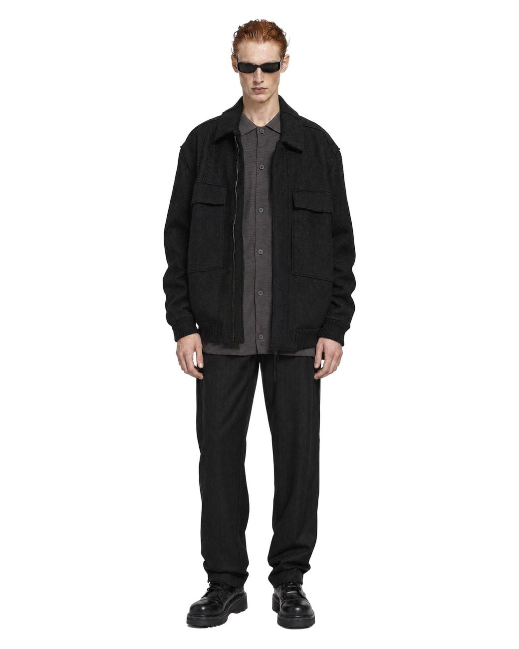 Transit Gray Wool Jersey Shirt for men