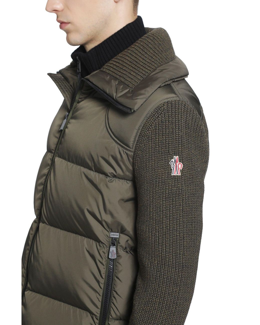 Moncler Gray Padded Wool Zip-Up Cardigan for men