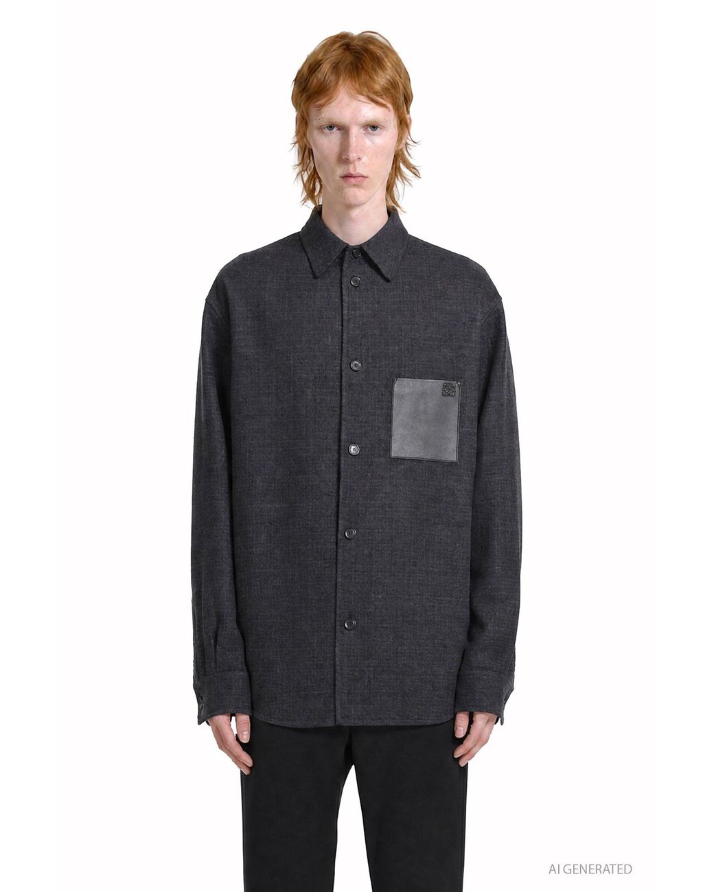 Loewe Black Wool Blend Overshirt for men