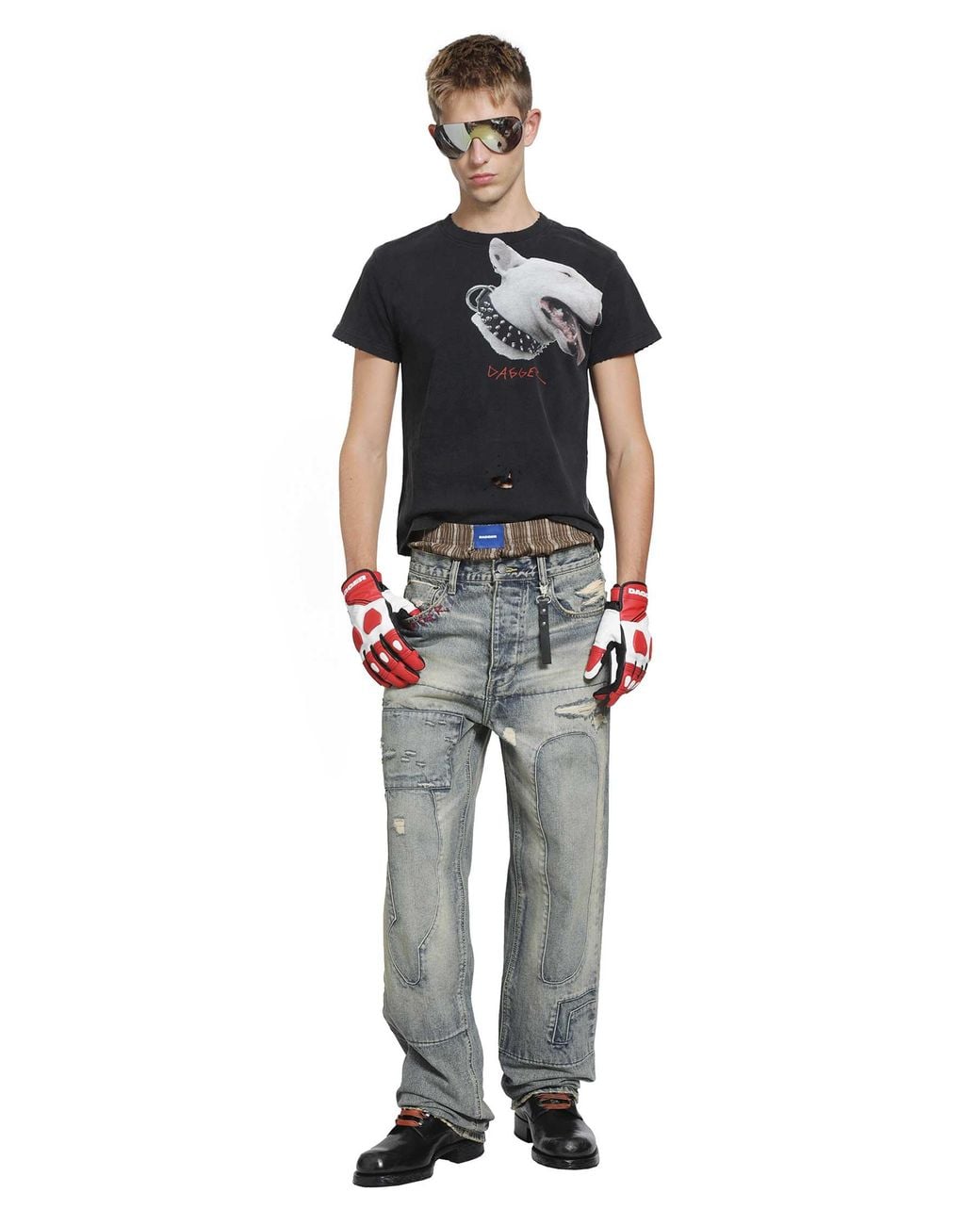 DAGGER Gray Sid Mended Jeans for men