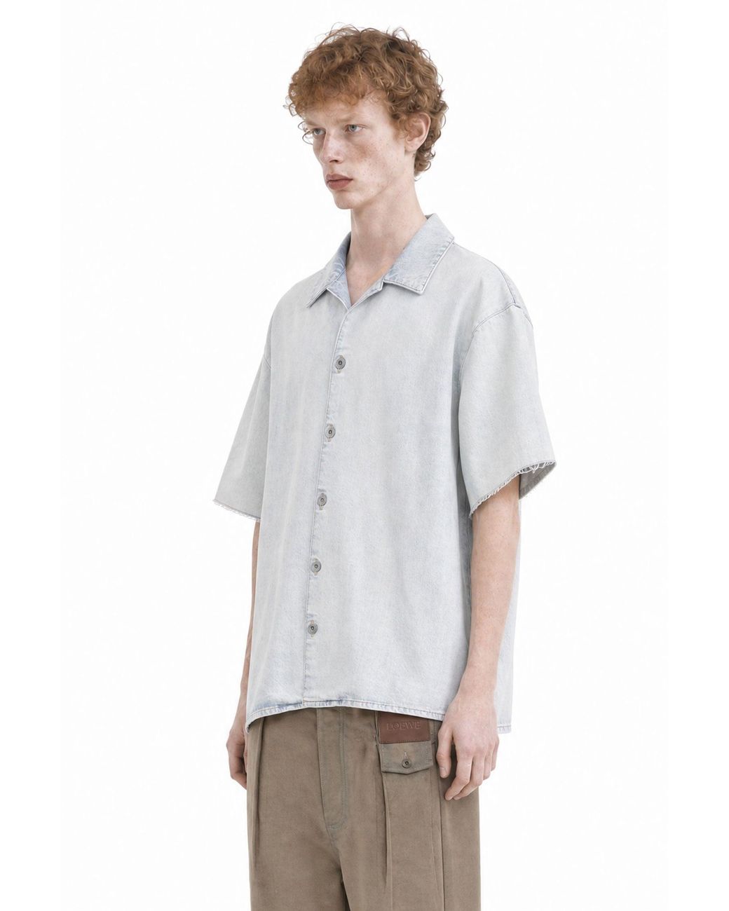 Loewe Gray Anagram Short Sleeve Shirt for men