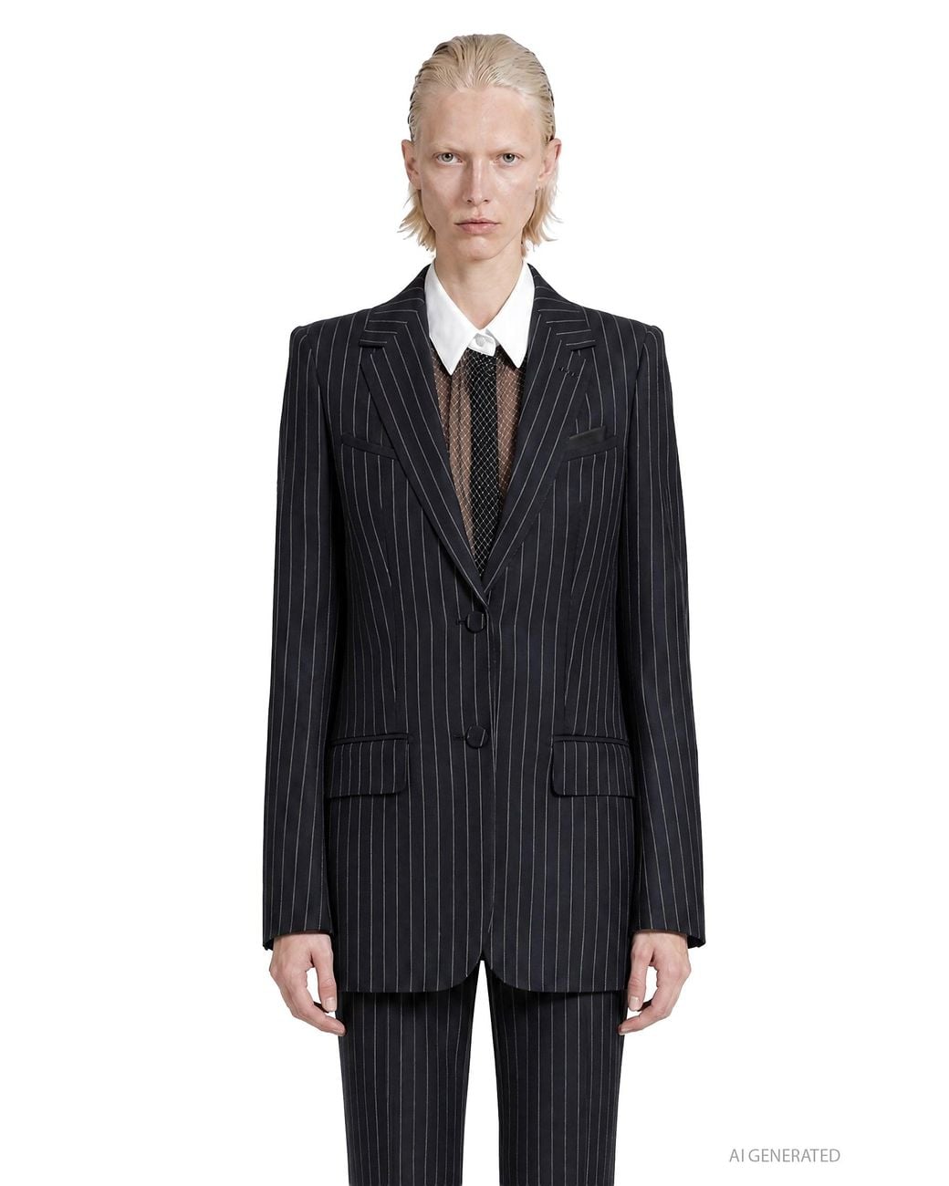 Tom Ford Black Chalk Sripe Wool Mohair Blazer