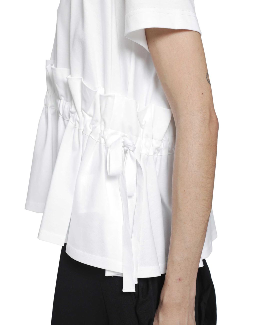 Noir Kei Ninomiya White Gathered Cotton T-Shirt