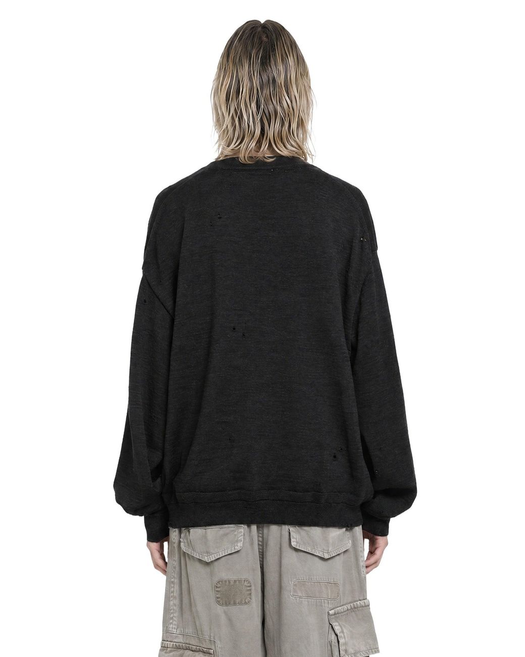 Maison Mihara Yasuhiro Black Distressed Knit Sweater for men