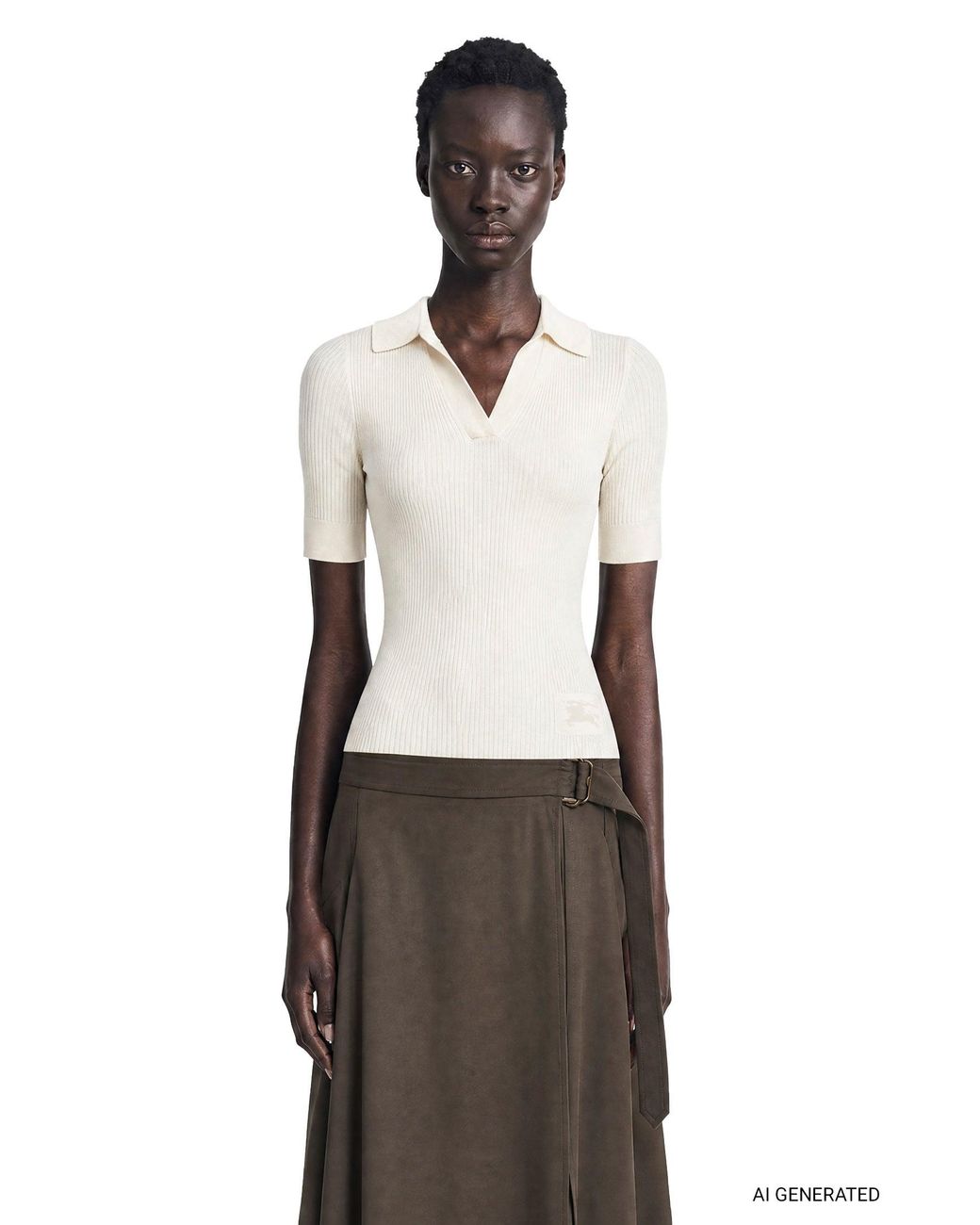 Burberry White Cashmere Knit Polo